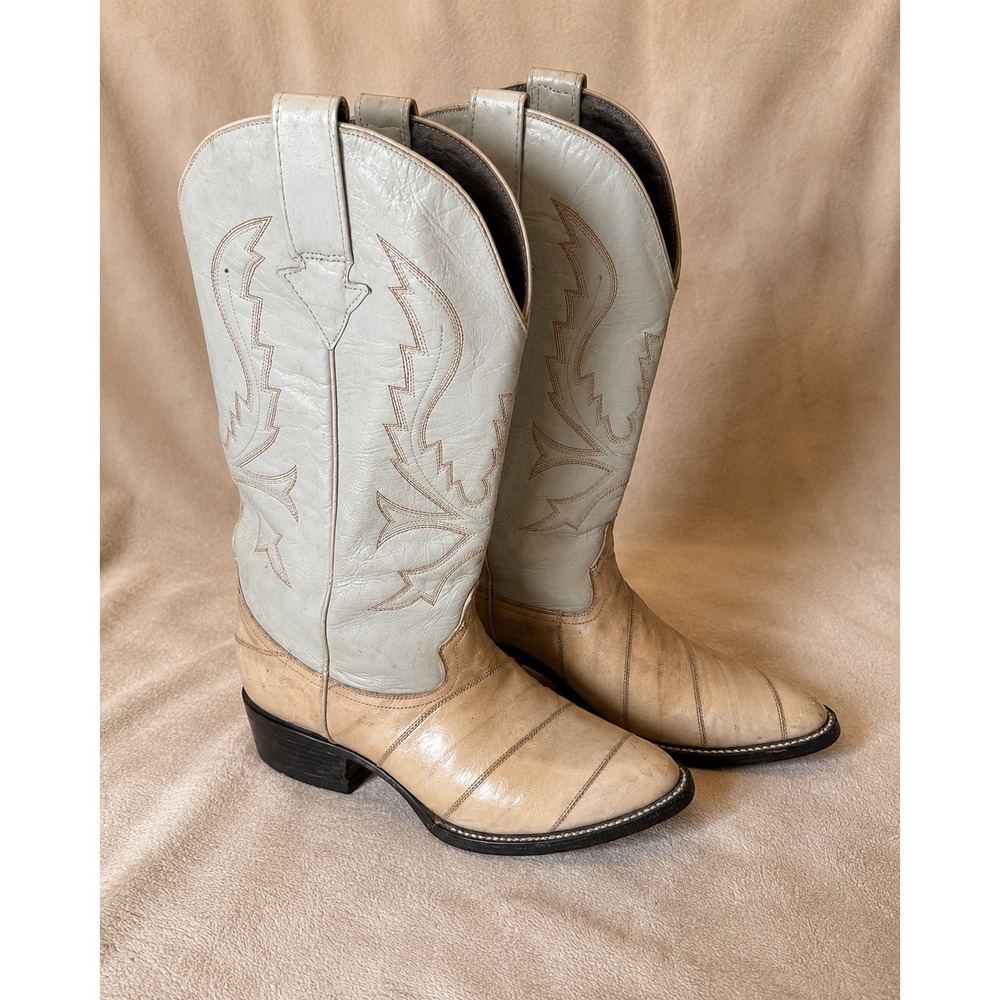 Vintage Botas Cherito Exotic Eel Skin Western Cowboy Boots Festival Rodeo Sz 9